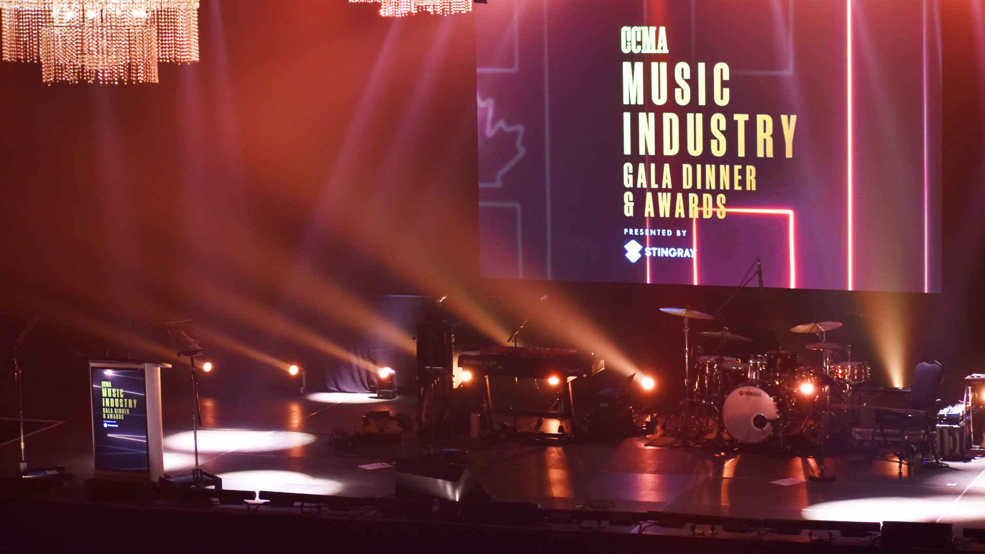 An awards gala stage is seen for the CCMA Awards