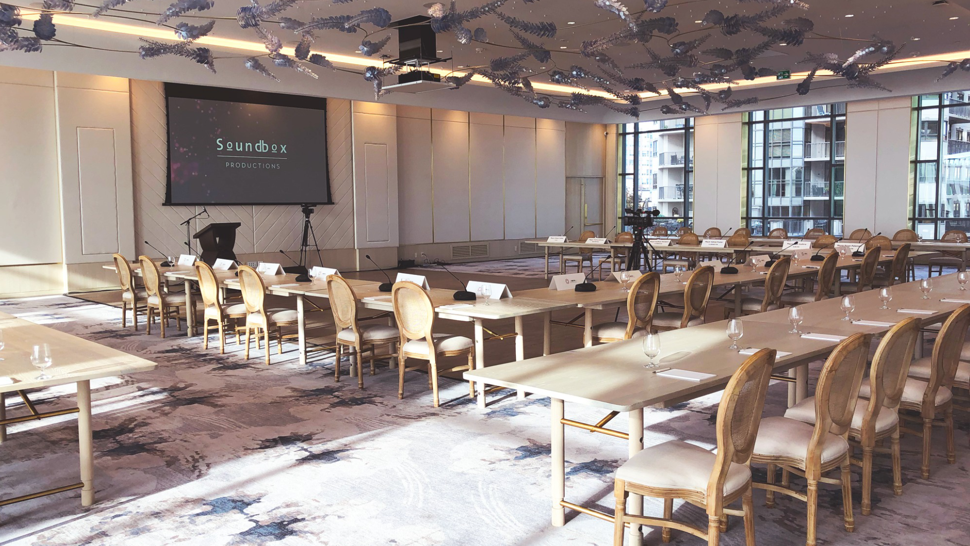 Boardroom set up for a professional meeting