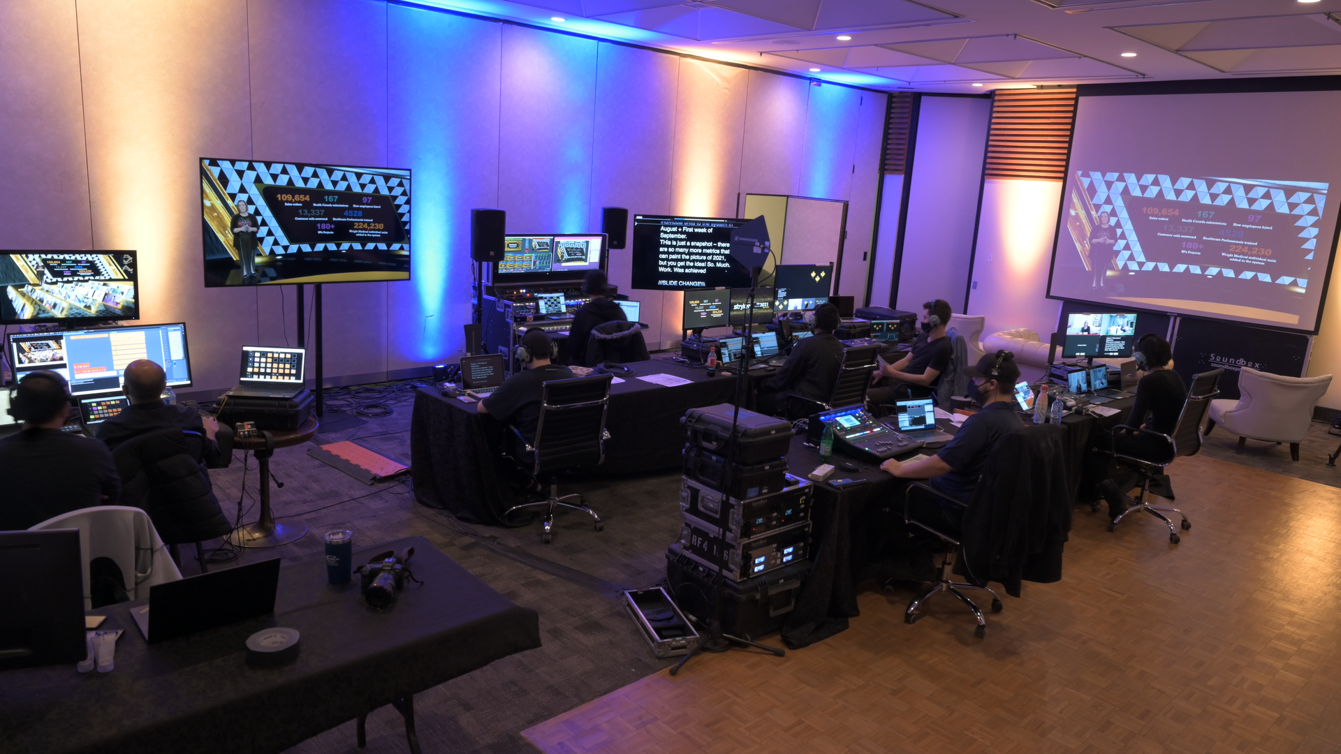A broadcast control room in action